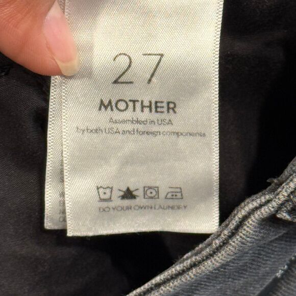 MOTHER The Shaker Prep Fray Cropped Denim Jeans in Dear Mr Black Racer Size 27 - Picture 12 of 12